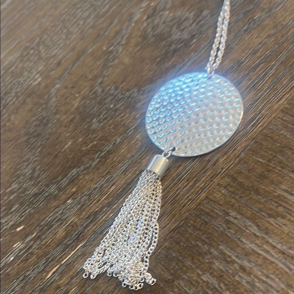Silver Tassel Pendant Necklace